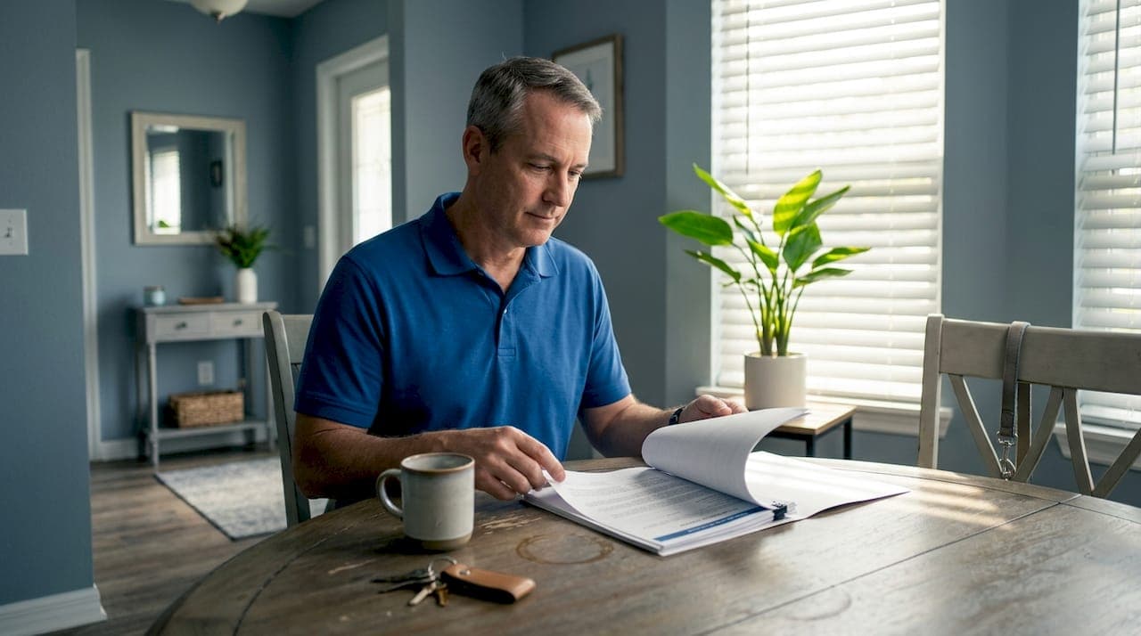 Florida homeowner reviewing quick sale documents