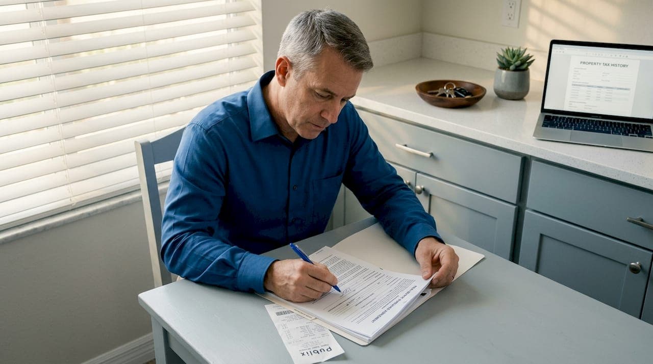 Man reviewing Florida home sale paperwork