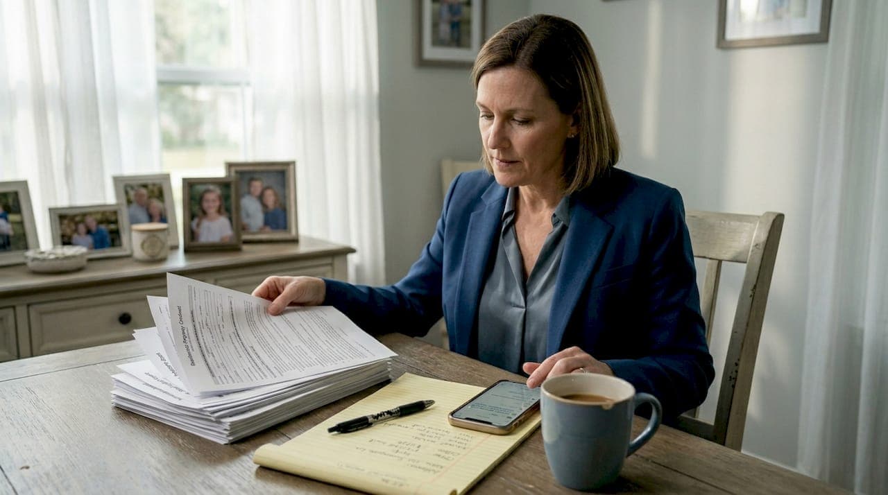 Florida homeowner reviewing sale paperwork