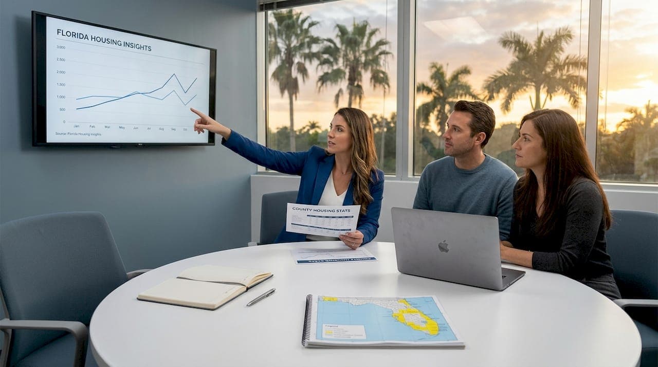 Real estate team reviews Florida market data