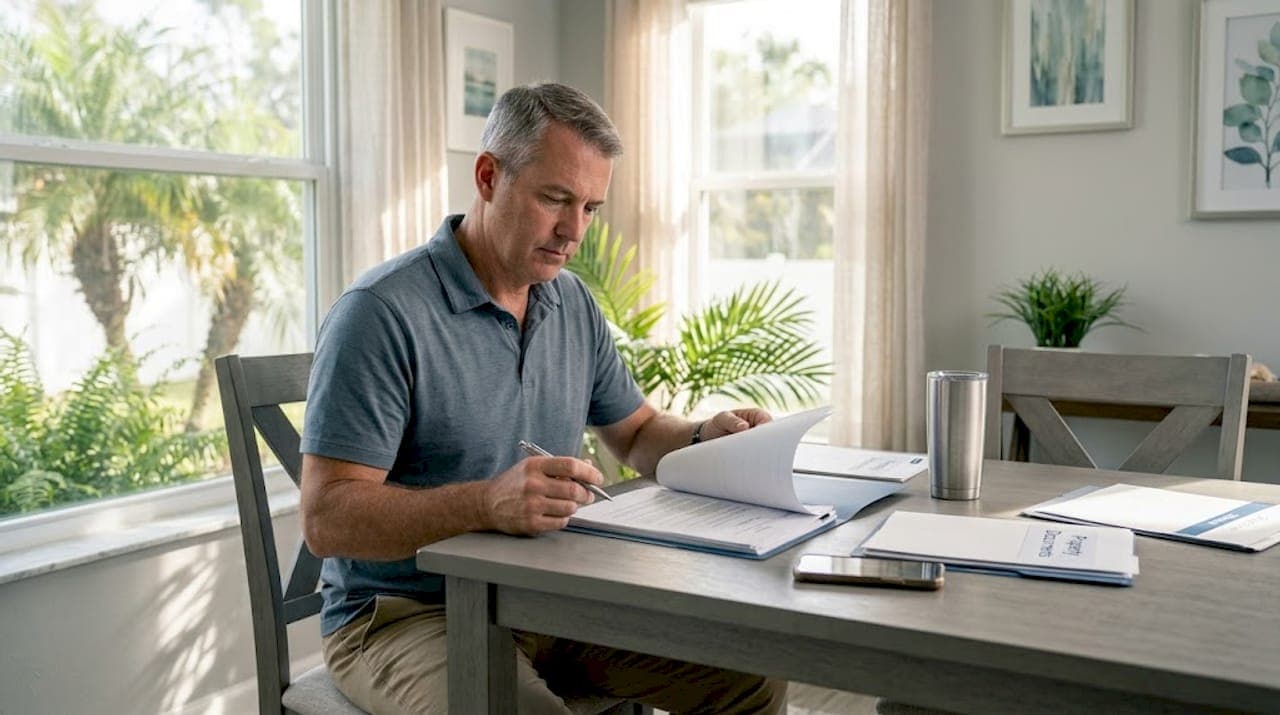 Homeowner reviewing Florida home sale documents