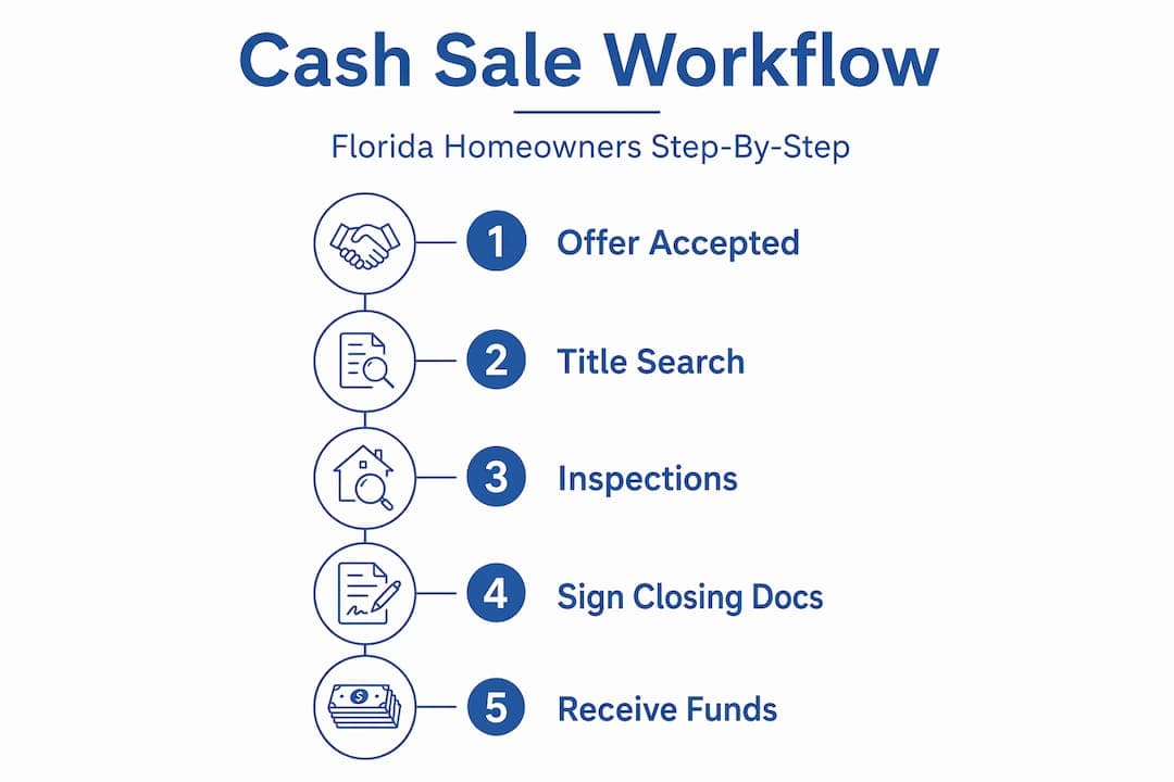 Infographic outlining cash home sale workflow steps