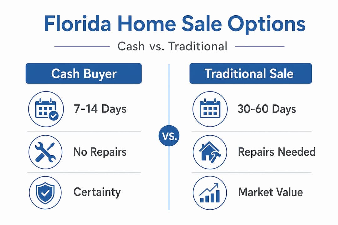 Infographic comparing cash buyer and traditional home sales