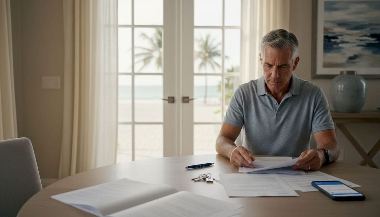 Florida homeowner signing property sale documents