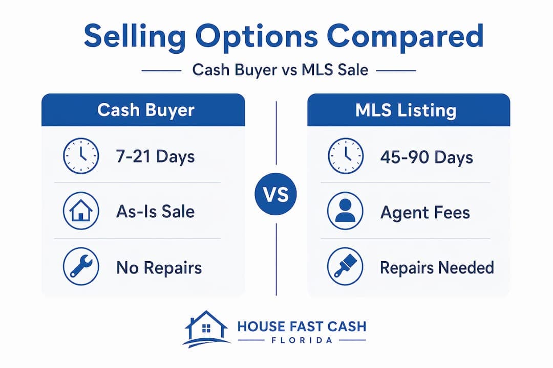 Infographic comparing cash buyer and MLS sale