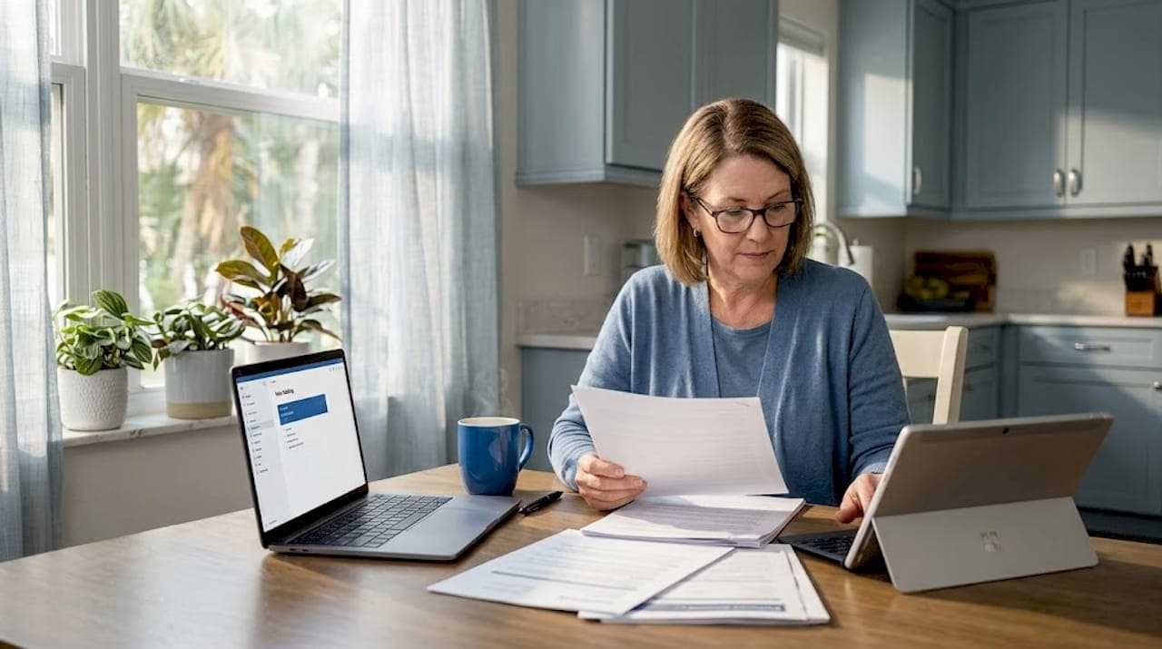 Homeowner reviewing and signing real estate documents