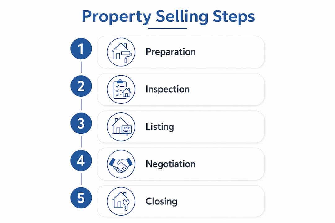 Infographic showing step-by-step property selling process