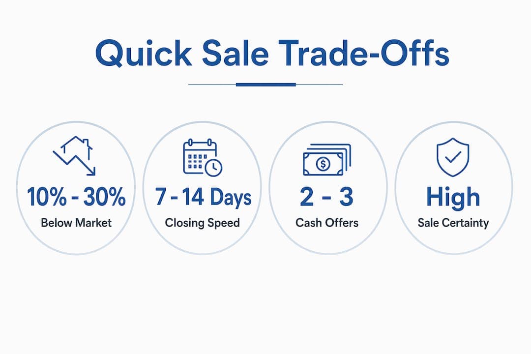 Infographic showing quick sale financial statistics and trade-offs