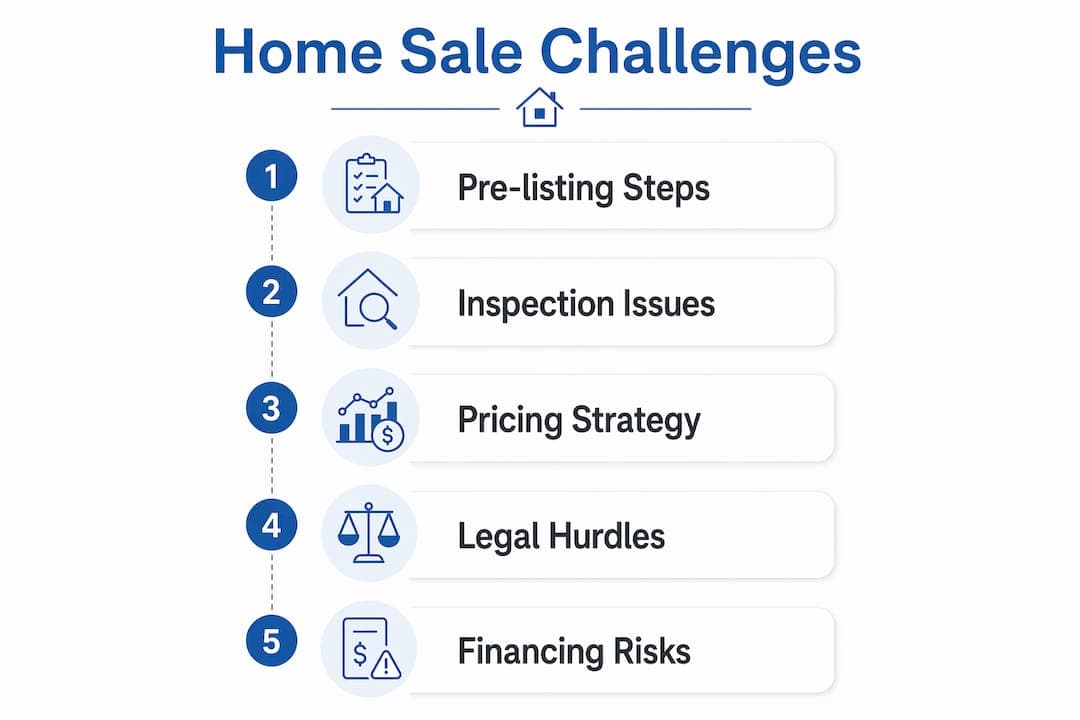 Infographic detailing steps of home sale challenges