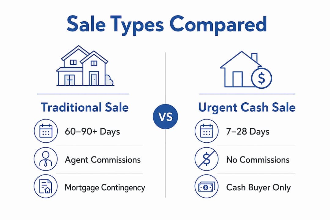 Infographic comparing urgent and traditional property sales