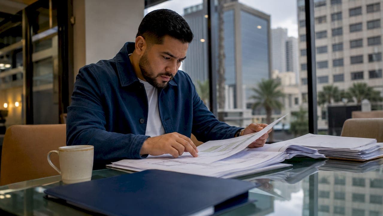 Investor reviewing property conversion documents