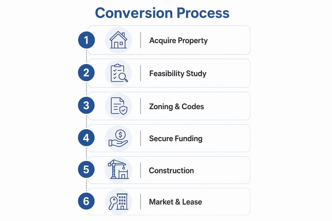 Infographic showing step-by-step conversion process
