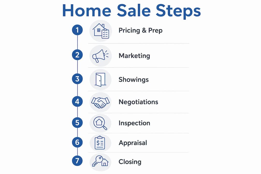 Infographic outlining steps in traditional home sale process