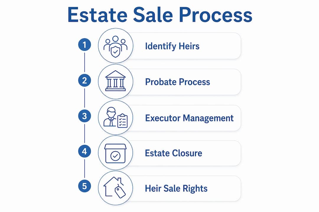 Infographic illustrating estate sale process steps